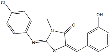 2-[(4-chlorophenyl)imino]-5-(3-hydroxybenzylidene)-3-methyl-1,3-thiazolidin-4-one 结构式