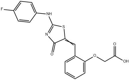 [2-({2-[(4-fluorophenyl)imino]-4-oxo-1,3-thiazolidin-5-ylidene}methyl)phenoxy]acetic acid 结构式