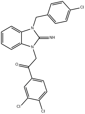 2-[3-(4-chlorobenzyl)-2-imino-2,3-dihydro-1H-benzimidazol-1-yl]-1-(3,4-dichlorophenyl)ethanone 结构式