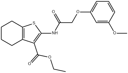 ethyl 2-{[(3-methoxyphenoxy)acetyl]amino}-4,5,6,7-tetrahydro-1-benzothiophene-3-carboxylate 结构式