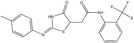 2-{2-[(4-methylphenyl)imino]-4-oxo-1,3-thiazolidin-5-yl}-N-[2-(trifluoromethyl)phenyl]acetamide 结构式