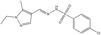 4-chloro-N'-[(1-ethyl-5-methyl-1H-pyrazol-4-yl)methylene]benzenesulfonohydrazide 结构式
