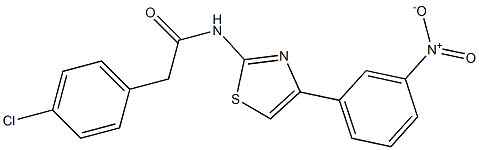 2-(4-chlorophenyl)-N-(4-{3-nitrophenyl}-1,3-thiazol-2-yl)acetamide 结构式