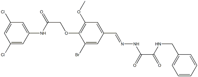 N-benzyl-2-(2-{3-bromo-4-[2-(3,5-dichloroanilino)-2-oxoethoxy]-5-methoxybenzylidene}hydrazino)-2-oxoacetamide 结构式