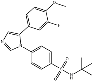 N-tert-butyl-4-[5-(3-fluoro-4-methoxyphenyl)-1H-imidazol-1-yl]benzenesulfonamide 结构式