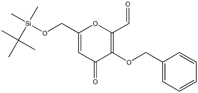 3-benzyloxy-6-(tert-butyl-dimethyl-silanyloxymethyl)-4-oxo-4H-pyrane-2-carbaldehyde 结构式