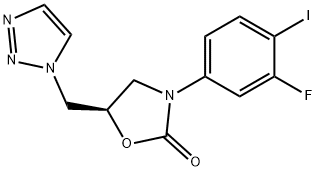(R)-5-((1H-1,2,3-Triazol-1-yl)methyl)-3-(3-fluoro-4-iodophenyl)oxazolidin-2-one 结构式