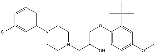 1-(2-tert-butyl-4-methoxyphenoxy)-3-[4-(3-chlorophenyl)-1-piperazinyl]-2-propanol 结构式