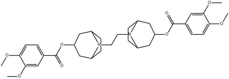 [8,8'-Ethylenebis(8-azabicyclo[3.2.1]octane)]-3,3'-diol bis(3,4-dimethoxybenzoate) 结构式