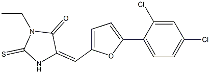 5-{[5-(2,4-dichlorophenyl)-2-furyl]methylene}-3-ethyl-2-thioxo-4-imidazolidinone 结构式
