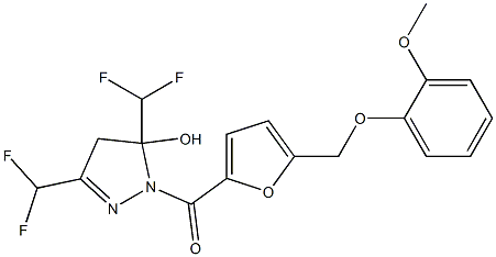 3,5-bis(difluoromethyl)-1-{5-[(2-methoxyphenoxy)methyl]-2-furoyl}-4,5-dihydro-1H-pyrazol-5-ol 结构式