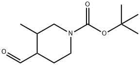 1-BOC-3-甲基哌啶-4-甲醛 结构式