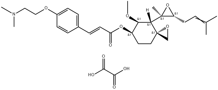 [(3R,4S,5S,6R)-5-methoxy-4-[(2R,3R)-2-methyl-3-(3-methylbut-2-enyl)oxiran-2-yl]-1-oxaspiro[2.5]octan-6-yl] (E)-3-[4-[2-(dimethylamino)ethoxy]phenyl]prop-2-enoate,oxalic acid 结构式