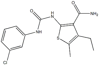 2-{[(3-chloroanilino)carbonyl]amino}-4-ethyl-5-methyl-3-thiophenecarboxamide 结构式