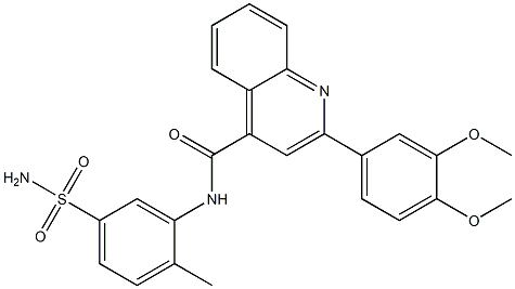 N-[5-(aminosulfonyl)-2-methylphenyl]-2-(3,4-dimethoxyphenyl)-4-quinolinecarboxamide 结构式