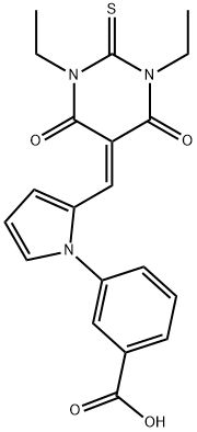 3-{2-[(1,3-diethyl-4,6-dioxo-2-thioxotetrahydro-5(2H)-pyrimidinylidene)methyl]-1H-pyrrol-1-yl}benzoic acid 结构式