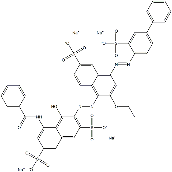 2,7-Naphthalenedisulfonic acid, 5-(benzoylamino)-3-[[2-ethoxy-6-sulfo-4-[(3-sulfo[1,1'-biphenyl]-4-yl)azo]-1-naphthalenyl]azo]-4-hydroxy-, tetrasodium salt 结构式