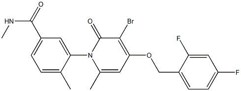 BenzaMide, 3-[3-broMo-4-[(2,4-difluorophenyl)Methoxy]-6-Methyl-2-oxo-1(2H)-pyridinyl]-N,4-diMethyl-, (-)- 结构式