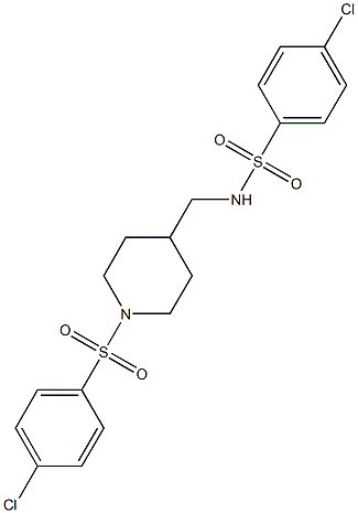 4-chloro-N-({1-[(4-chlorophenyl)sulfonyl]-4-piperidinyl}methyl)benzenesulfonamide 结构式