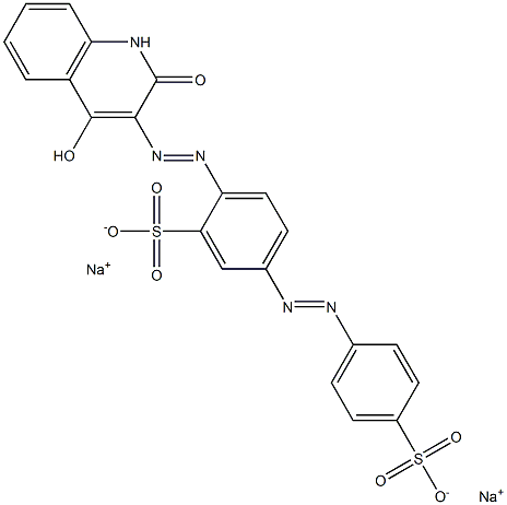 Benzenesulfonic acid, 2-[(1,2-dihydro-4-hydroxy-2-oxo-3-quinolinyl)azo]-5-[(4-sulfophenyl)azo]-, disodium salt 结构式