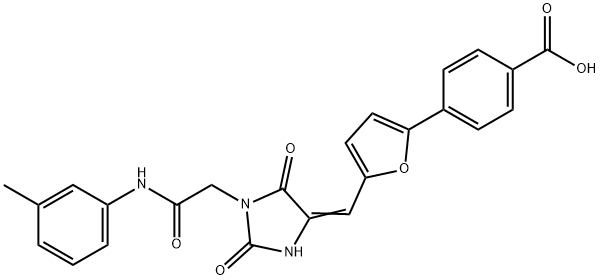 4-[5-({2,5-dioxo-1-[2-oxo-2-(3-toluidino)ethyl]-4-imidazolidinylidene}methyl)-2-furyl]benzoic acid 结构式