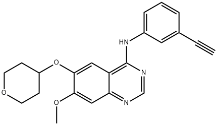 4-[(3-ethynyl-phenyl)amino]-6-(tetrahydropyran-4-yloxy)-7-methoxy-quinazoline 结构式