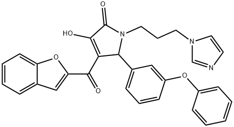 4-(1-benzofuran-2-ylcarbonyl)-3-hydroxy-1-[3-(1H-imidazol-1-yl)propyl]-5-(3-phenoxyphenyl)-1,5-dihydro-2H-pyrrol-2-one 结构式