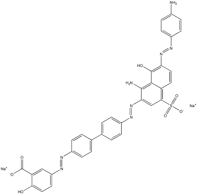 Benzoic acid, 5-[[4'-[[1-amino-7-[(4-aminophenyl)azo]-8-hydroxy-4-sulfo-2-naphthalenyl]azo][1,1'-biphenyl]-4-yl]azo]-2-hydroxy-, disodium salt 结构式