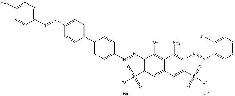 5-Amino-6-[(2-chlorophenyl)azo]-4-hydroxy-3-[[4'-[(4-hydroxyphenyl)azo]-1,1'-biphenyl-4-yl]azo]-2,7-naphthalenedisulfonic acid disodium salt 结构式