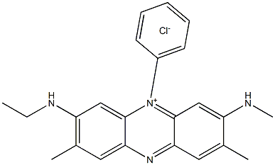 Phenazinium, 3-(ethylamino)-2,8-dimethyl-7-(methylamino)-5-phenyl-, chloride 结构式