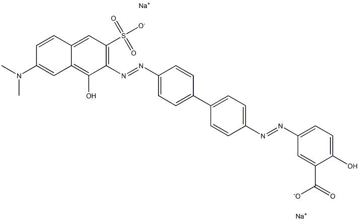 Benzoic acid, 5-[[4'-[[7-(dimethylamino)-1-hydroxy-3-sulfo-2-naphthalenyl]azo][1,1'-biphenyl]-4-yl]azo]-2-hydroxy-, disodium salt 结构式