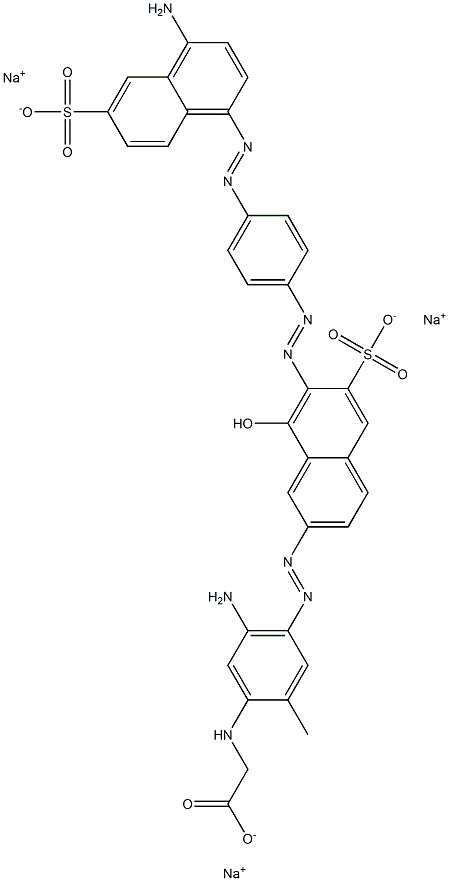 Glycine, N-[5-amino-4-[[7-[[4-[(4-amino-6-sulfo-1-naphthalenyl)azo]phenyl]azo]-8-hydroxy-6-sulfo-2-naphthalenyl]azo]-2-methylphenyl]-, trisodium salt 结构式