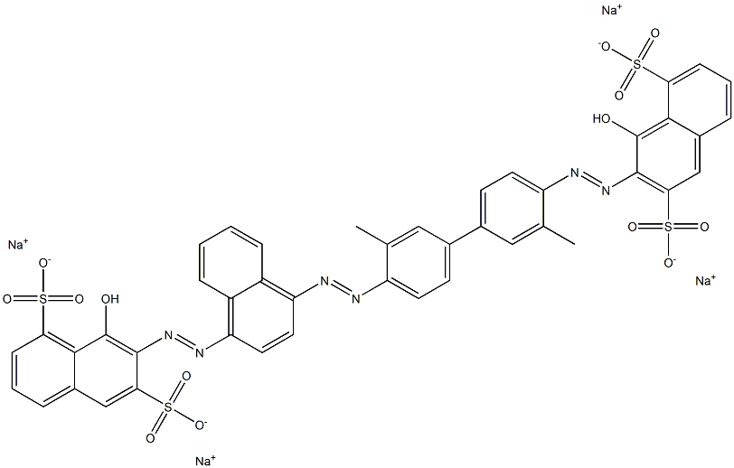 1,6-Naphthalenedisulfonic acid, 8-hydroxy-7-[[4-[[4'-[(1-hydroxy-3,8-disulfo-2-naphthalenyl)azo]-3,3'-dimethyl[1,1'-biphenyl]-4-yl]azo]-1-naphthalenyl]azo]-, tetrasodium salt 结构式