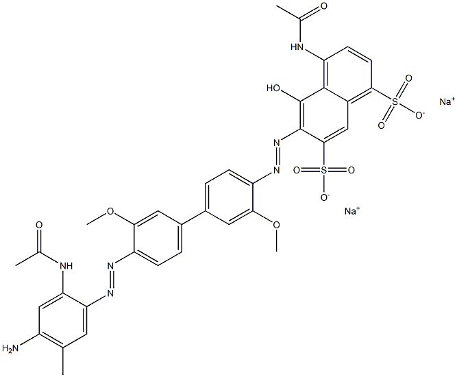 1,7-Naphthalenedisulfonic acid, 4-(acetylamino)-6-[[4'-[[2-(acetylamino)-4-amino-5-methylphenyl]azo]-3,3'-dimethoxy[1,1'-biphenyl]-4-yl]azo]-5-hydroxy-, disodium salt 结构式