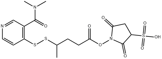 1-(4-((3-(Dimethylcarbamoyl)pyridin-4-yl)disulfanyl)pentanoyloxy)-2,5-dioxopyrrolidine-3-sulfonic acid 结构式