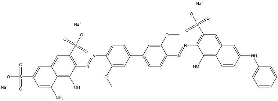 2,7-Naphthalenedisulfonic acid, 5-amino-4-hydroxy-3-[[4'-[[1-hydroxy-6-(phenylamino)-3-sulfo-2-naphthalenyl]azo]-3,3'-dimethoxy[1,1'-biphenyl]-4-yl]azo]-, trisodium salt 结构式