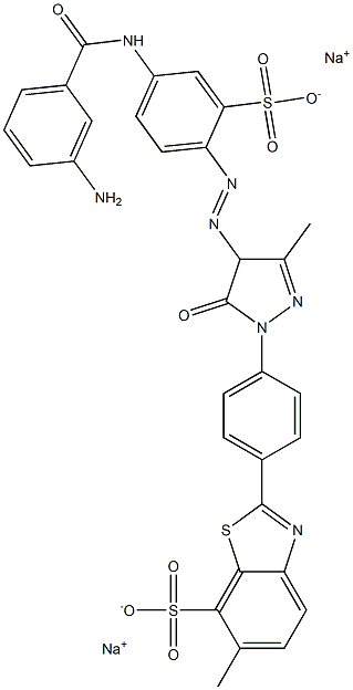 7-Benzothiazolesulfonic acid, 2-[4-[4-[[4-[(3-aminobenzoyl)amino]-2-sulfophenyl]azo]-4,5-dihydro-3-methyl-5-oxo-1H-pyrazol-1-yl]phenyl]-6-methyl-, disodium salt 结构式