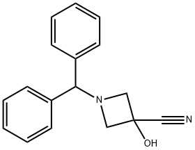 1-二苯甲基-3-羟基氮杂环丁烷-3-甲腈 结构式
