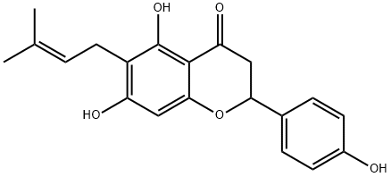 2,3-Dihydro-5,7-dihydroxy-2-(4-hydroxyphenyl)-6-(3-methyl-2-buten-1-yl)-4H-1-benzopyran-4-one 结构式