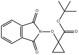 Cyclopropanecarboxylic acid, 1-[(1,3-dihydro-1,3-dioxo-2H-isoindol-2-yl)oxy]-, 1,1-dimethylethyl ester 结构式
