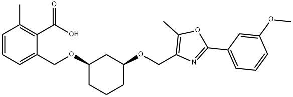 Benzoic acid, 2-[[[(1R,3S)-3-[[2-(3-Methoxyphenyl)-5-Methyl-4-oxazolyl]Methoxy]cyclohexyl]oxy]Methyl]-6-Methyl- 结构式