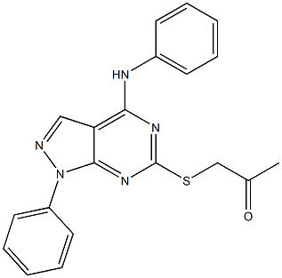 1-[(4-anilino-1-phenyl-1H-pyrazolo[3,4-d]pyrimidin-6-yl)sulfanyl]acetone 结构式