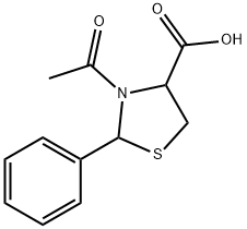 3-乙酰基-2-苯基-4-噻唑烷羧酸 结构式