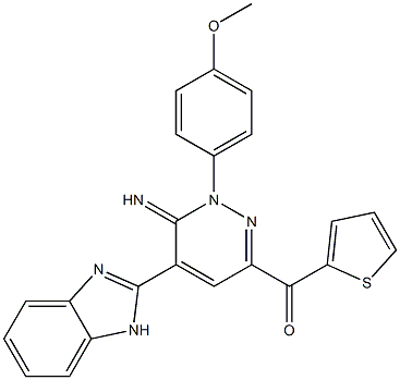 [5-(1H-benzimidazol-2-yl)-6-imino-1-(4-methoxyphenyl)-1,6-dihydro-3-pyridazinyl](2-thienyl)methanone 结构式