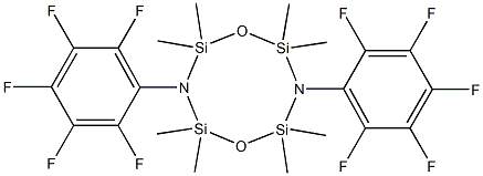 2,2,4,4,6,6,8,8-octamethyl-3,7-bis(2,3,4,5,6-pentafluorophenyl)-1,5,3,7,2,4,6,8-dioxadiazatetrasilocane 结构式