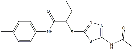 2-{[5-(acetylamino)-1,3,4-thiadiazol-2-yl]sulfanyl}-N-(4-methylphenyl)butanamide 结构式