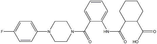 2-[(2-{[4-(4-fluorophenyl)-1-piperazinyl]carbonyl}anilino)carbonyl]cyclohexanecarboxylic acid 结构式