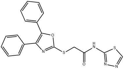 2-[(4,5-diphenyl-1,3-oxazol-2-yl)sulfanyl]-N-(1,3,4-thiadiazol-2-yl)acetamide 结构式