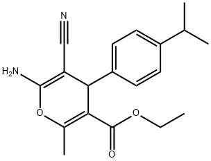 ethyl 6-amino-5-cyano-4-(4-isopropylphenyl)-2-methyl-4H-pyran-3-carboxylate 结构式