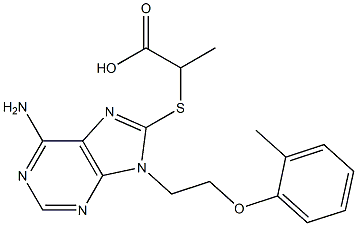 2-({6-amino-9-[2-(2-methylphenoxy)ethyl]-9H-purin-8-yl}sulfanyl)propanoic acid 结构式